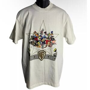 Vintage 90s Looney Tunes Crewneck T Shirt XL White Single Stitch Taz Bugs Bunny